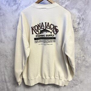 Vintage 90s Crazy Shirt Sweatshirt Kona Jacks Fishing White Crew Neck